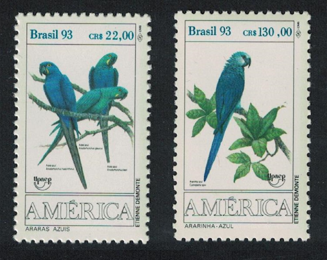 Brazil Birds Endangered Macaws UPAEP 2v 1993 MNH SG#2599-2600 MI#2548-2549 Sc#2423-2424