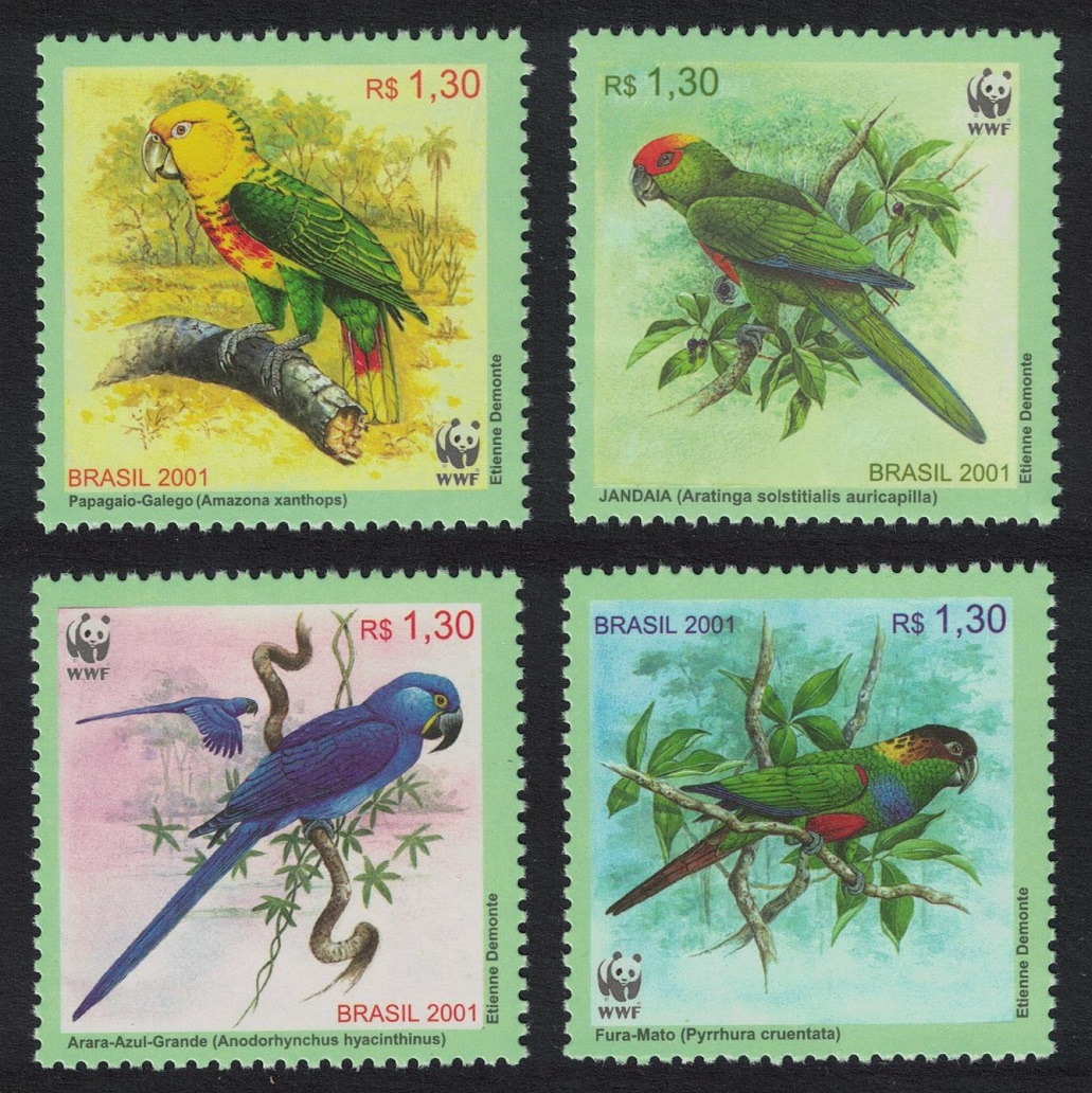 Brazil WWF Birds Parrots 4v 2001 MNH SG#3207 MI#3150-3153 Sc#2799