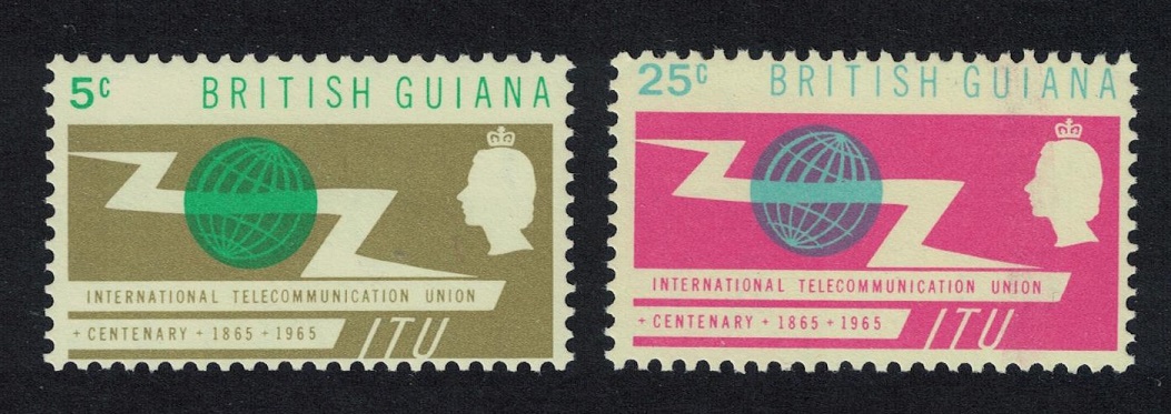 British Guyana Telecommunications Centenary of ITU 2v 1965 MNH SG#370-371