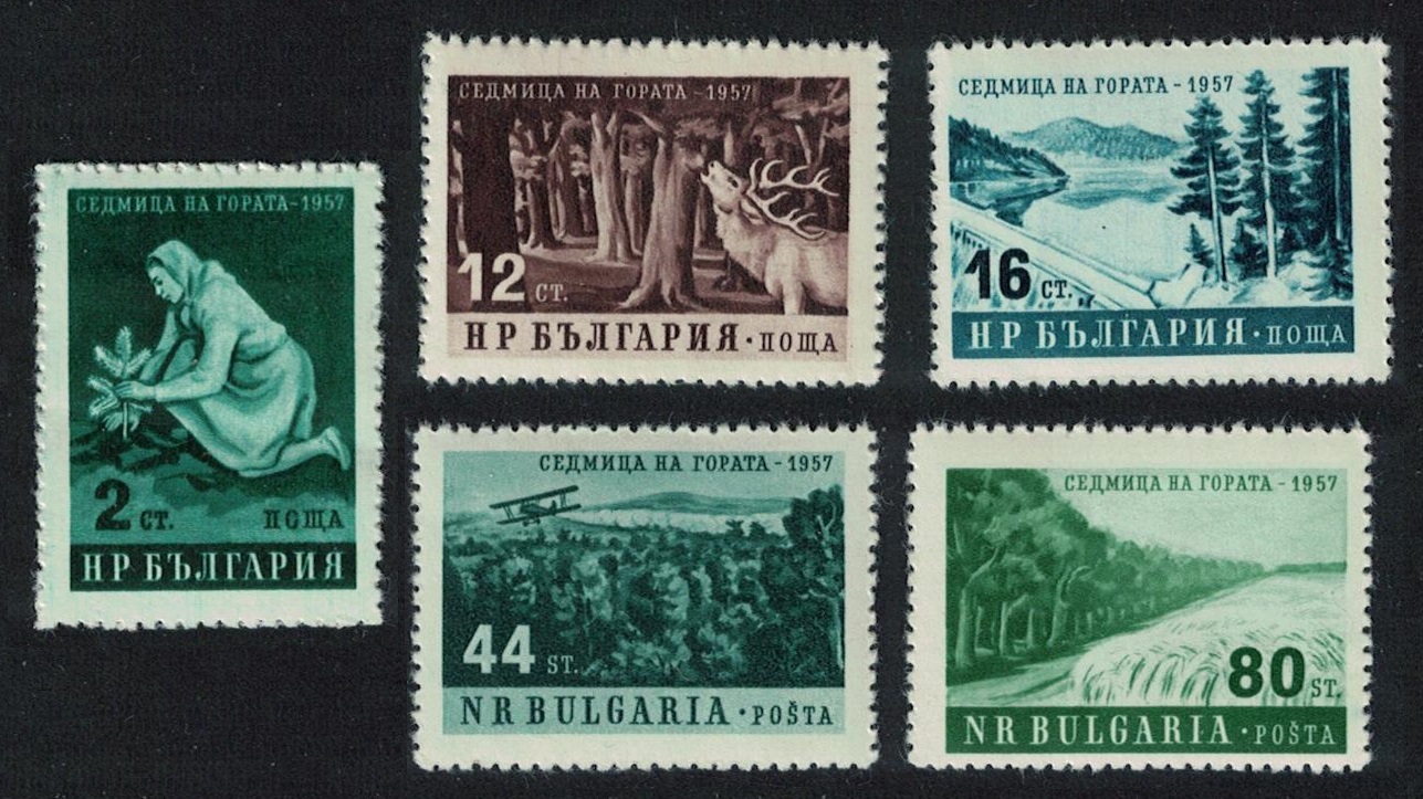 Bulgaria Deer Airplane Reafforestation Campaign 5v 1957 MNH SG#1064-1068 MI#1035-1039 Sc#977-981