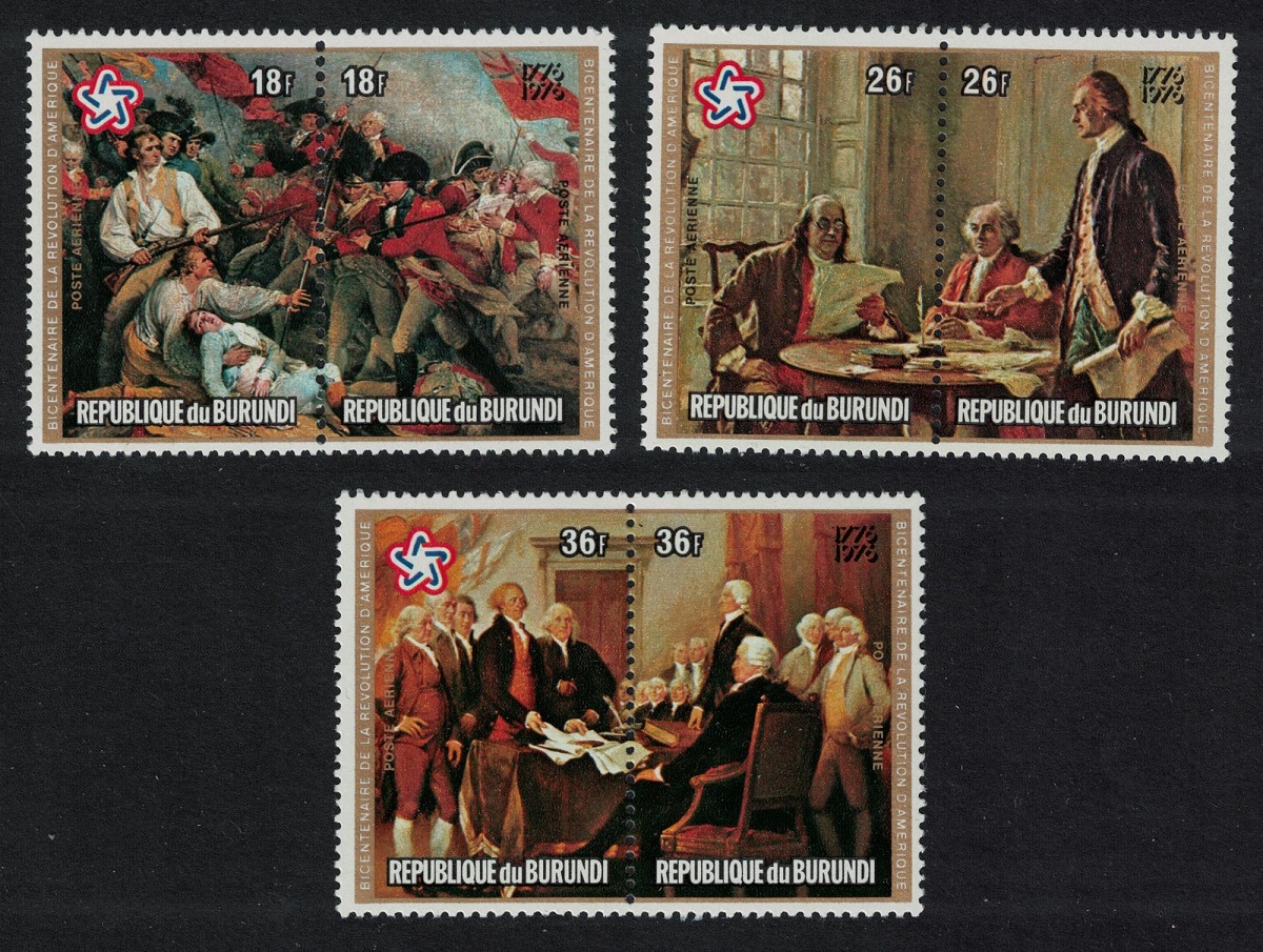 Burundi Bicentenary of American Revolution 6v Pairs 1976 MNH SG#1141-1146