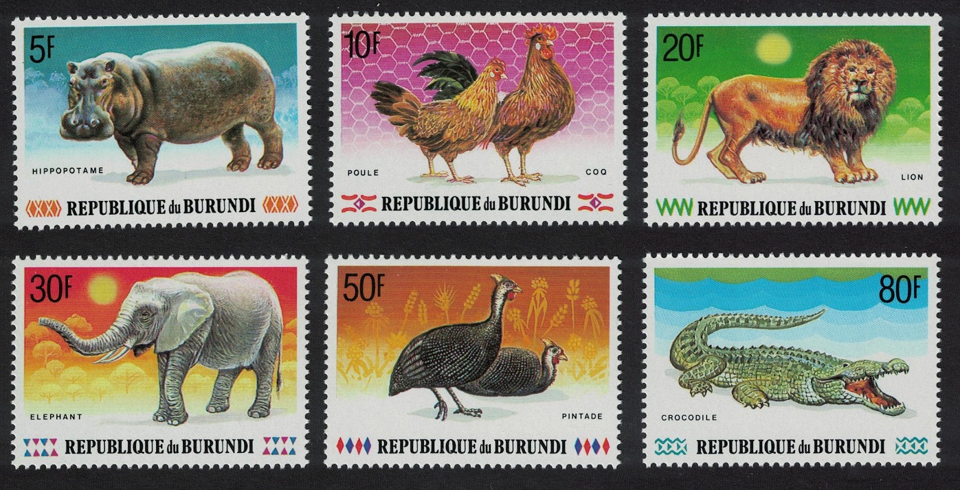 Burundi Birds Hippo Lion Elephant Crocodile Animals 6v 1991 MNH SG#1495-1500 MI#1720A-1725A