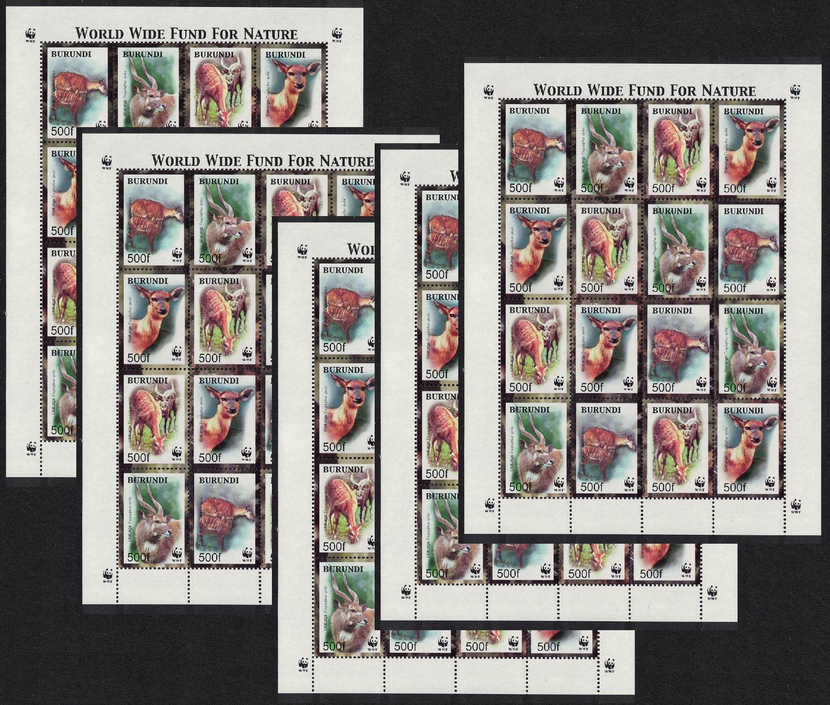 Burundi WWF Sitatunga 5 Sheetlets [A] 2004 MNH SG#1638-1641 MI#1867-1870 Sc#774 a-d