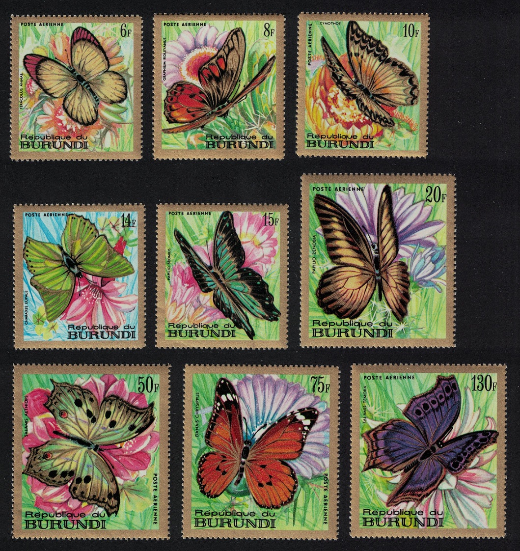 Burundi Butterflies 9v Airmail KEY VALUES 1968 MNH SG#378-386