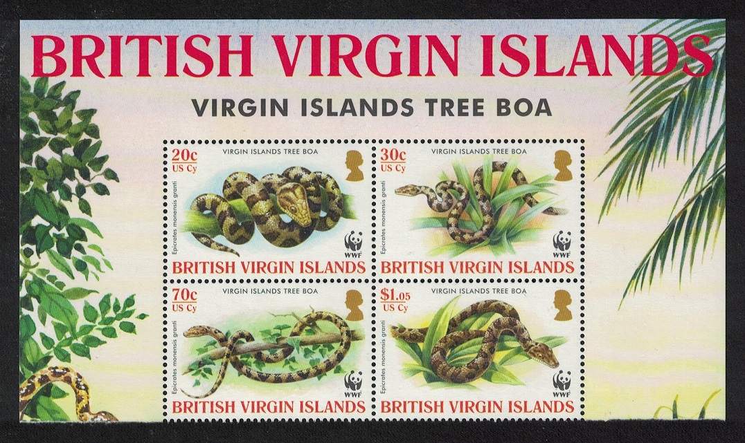 British Virgin Islands WWF Virgin Islands Boa 4v Block of 4 2005 MNH SG#1178-1181 MI#1137-1140 Sc#1051-1054