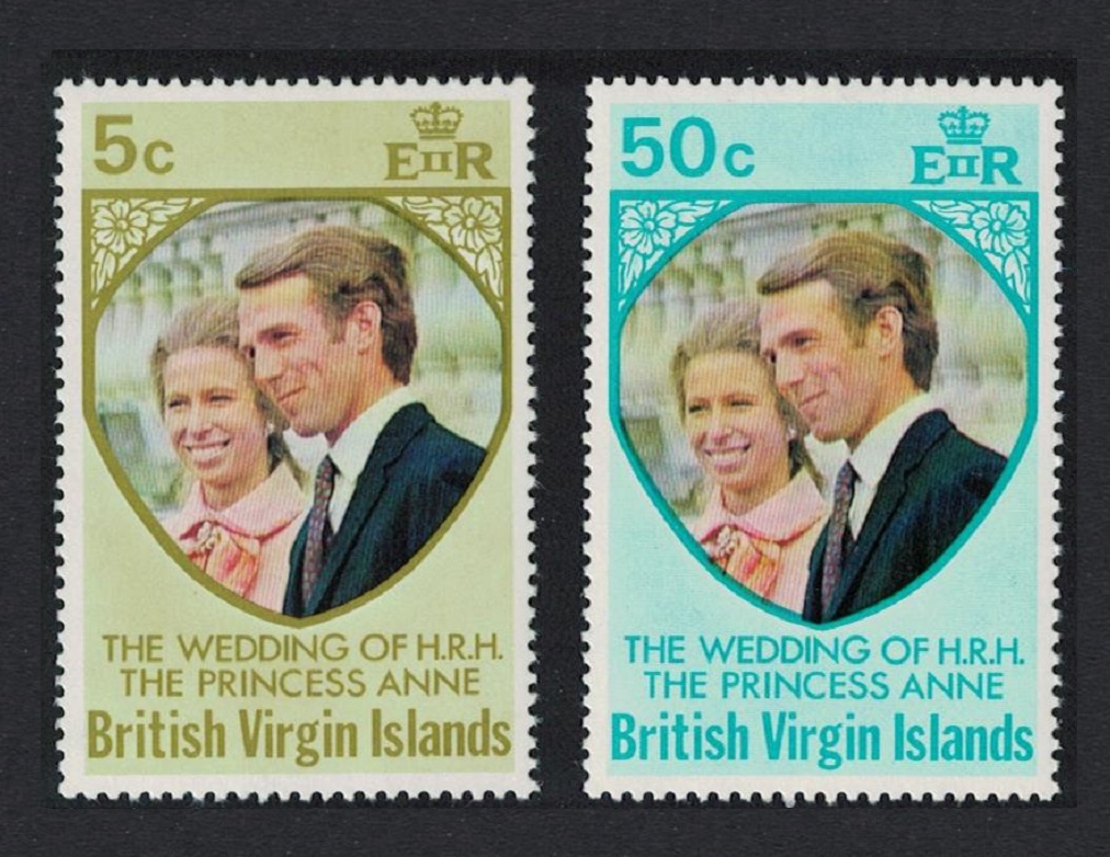 British Virgin Islands Royal Wedding Princess Anne 2v 1973 MNH SG#301-302