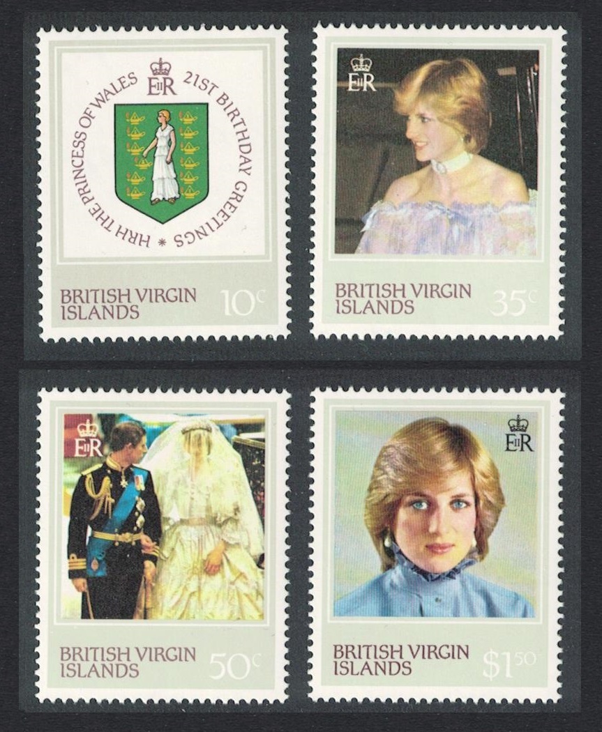 British Virgin Islands Diana Princess of Wales 21st Birthday 4v 1982 MH SG#488-491