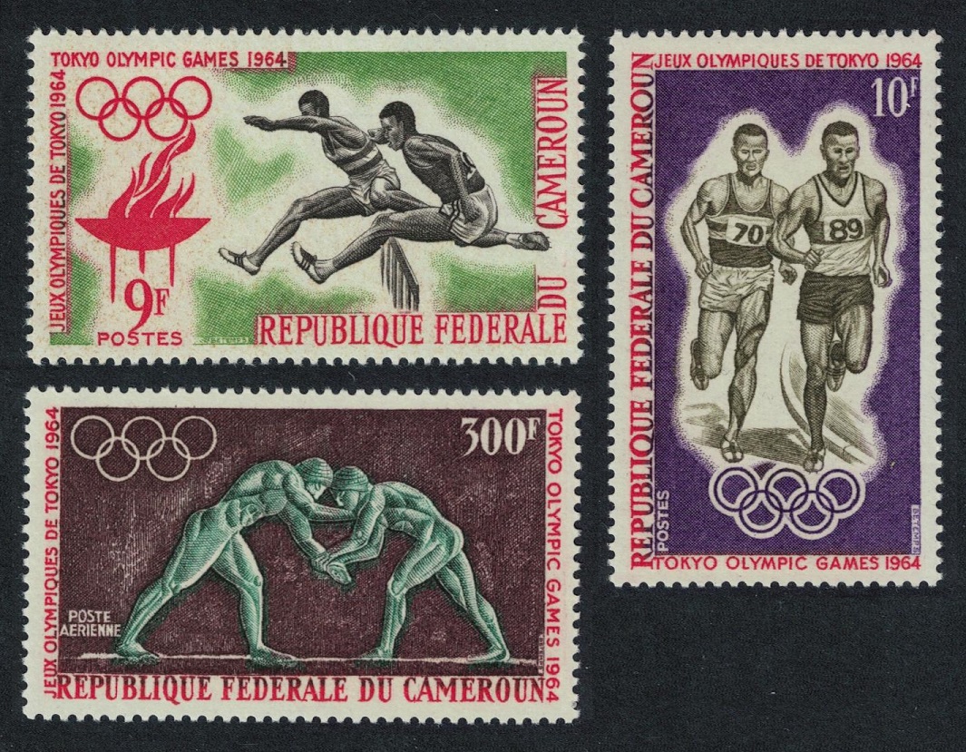 Cameroun Wrestling Running Olympic Games Tokyo 3v 1964 MNH SG#364-366