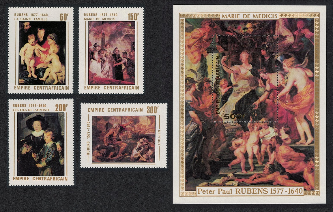 Central African Empire Rubens Paintings 4v+MS 1978 MNH SG#545-MS549 MI#527-530+Block 22