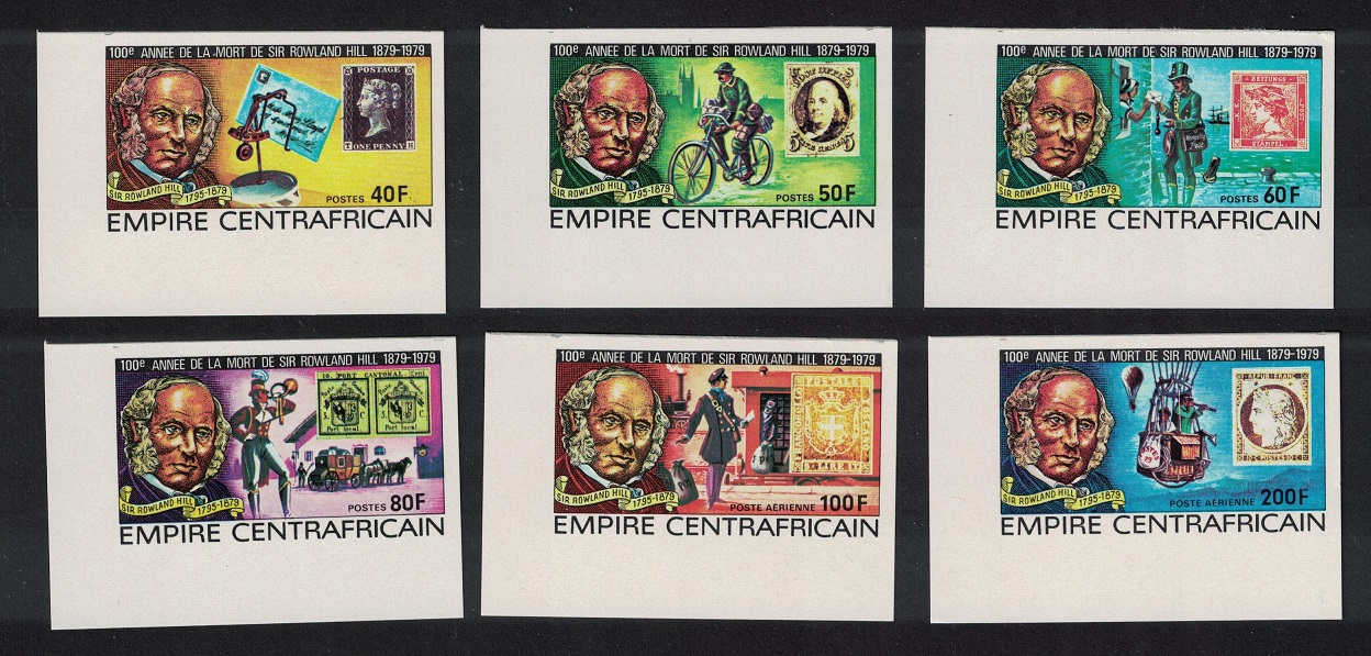 Central African Empire Sir Rowland Hill 6v Imperf Corners 1978 MNH SG#617-622 MI#591B-596B