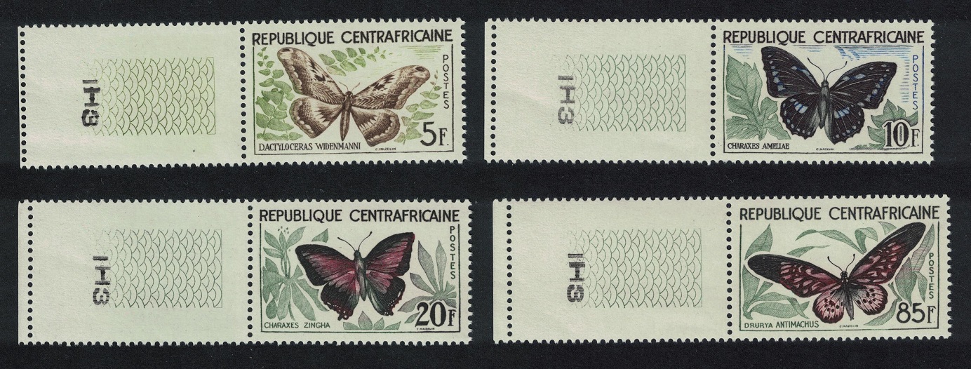 Central African Republic Butterflies 4v Coin labels 1960 MNH SG#8-11