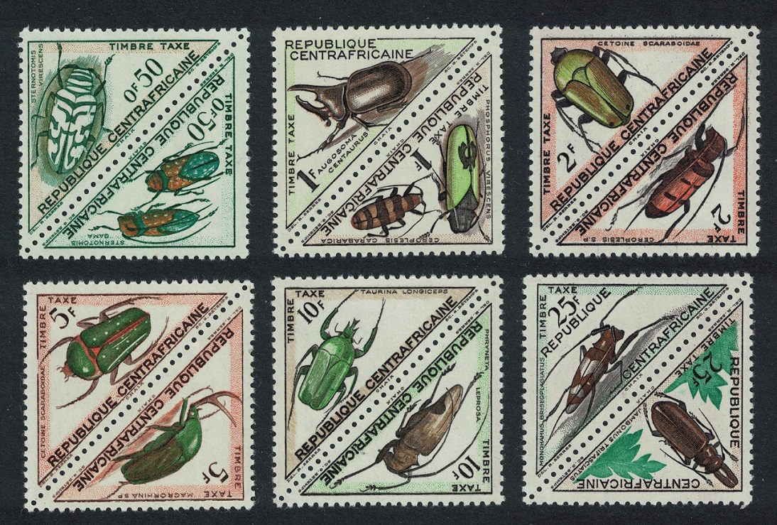 Central African Republic Beetles Insects 12v Triangles Tete-Beche Postage Due 1962 MNH SG#D33-D44