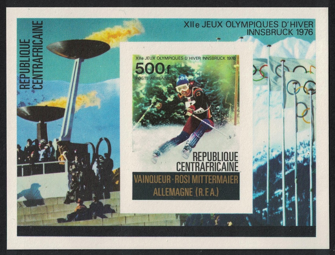 Central African Republic Medal Winners Olympic Games Innsbruck MS De-Luxe 1976 MNH SG#MS431