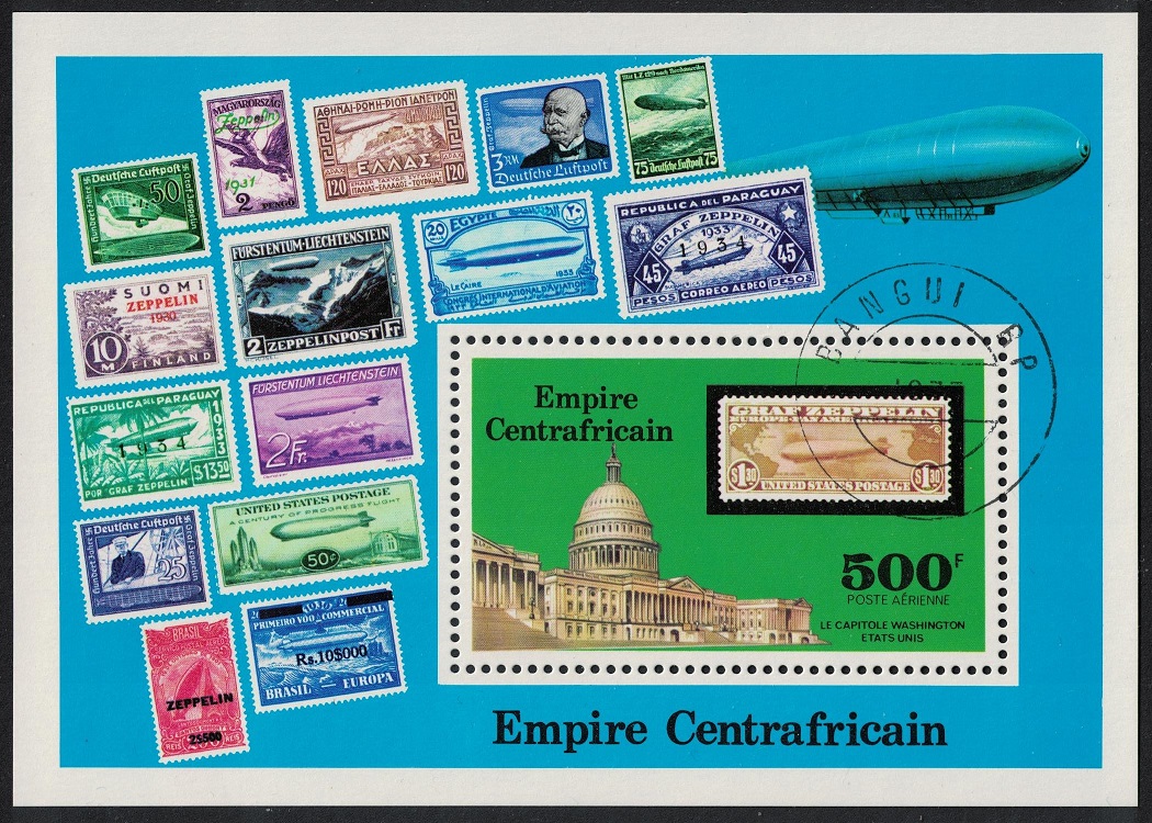 Central African Empire &#39;Graf Zeppelin&#39; Flights MS 1977 CTO SG#MS514