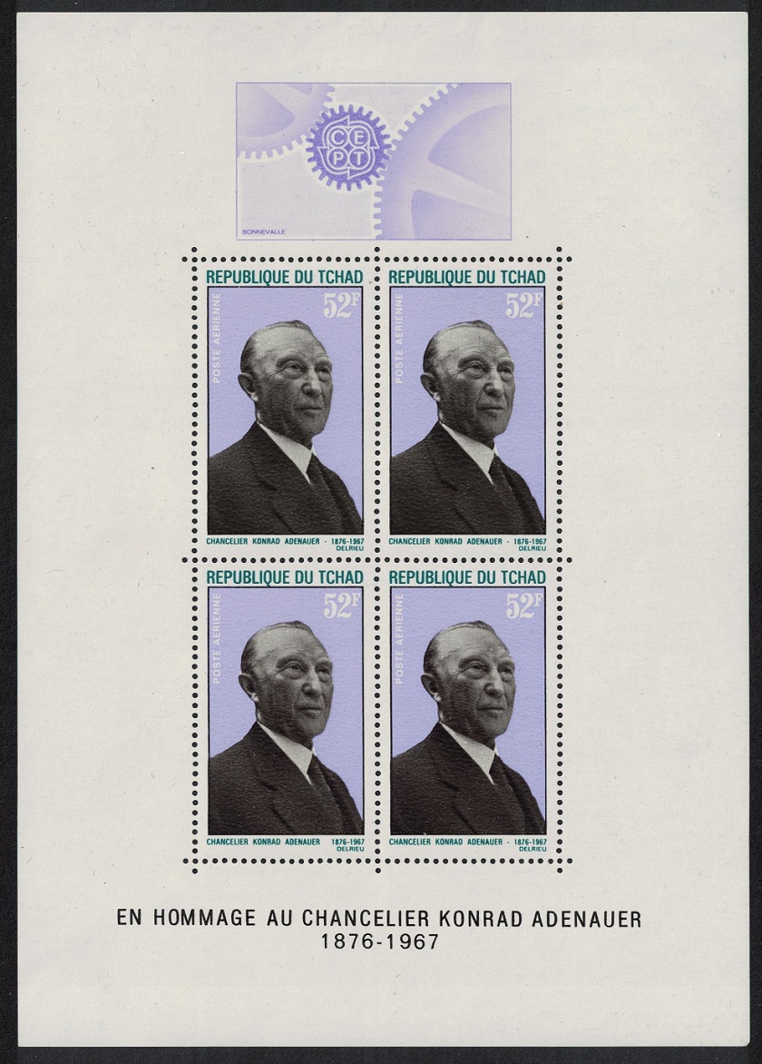 Chad Adenauer Commemoration MS 1968 MNH SG#MS203