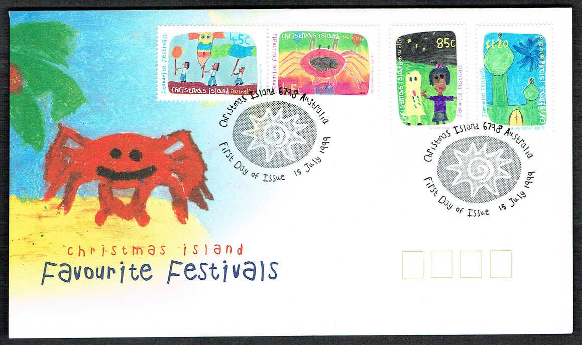 Christmas Island Festivals Children&#39;s Paintings 4v FDC 1999 SG#469-472