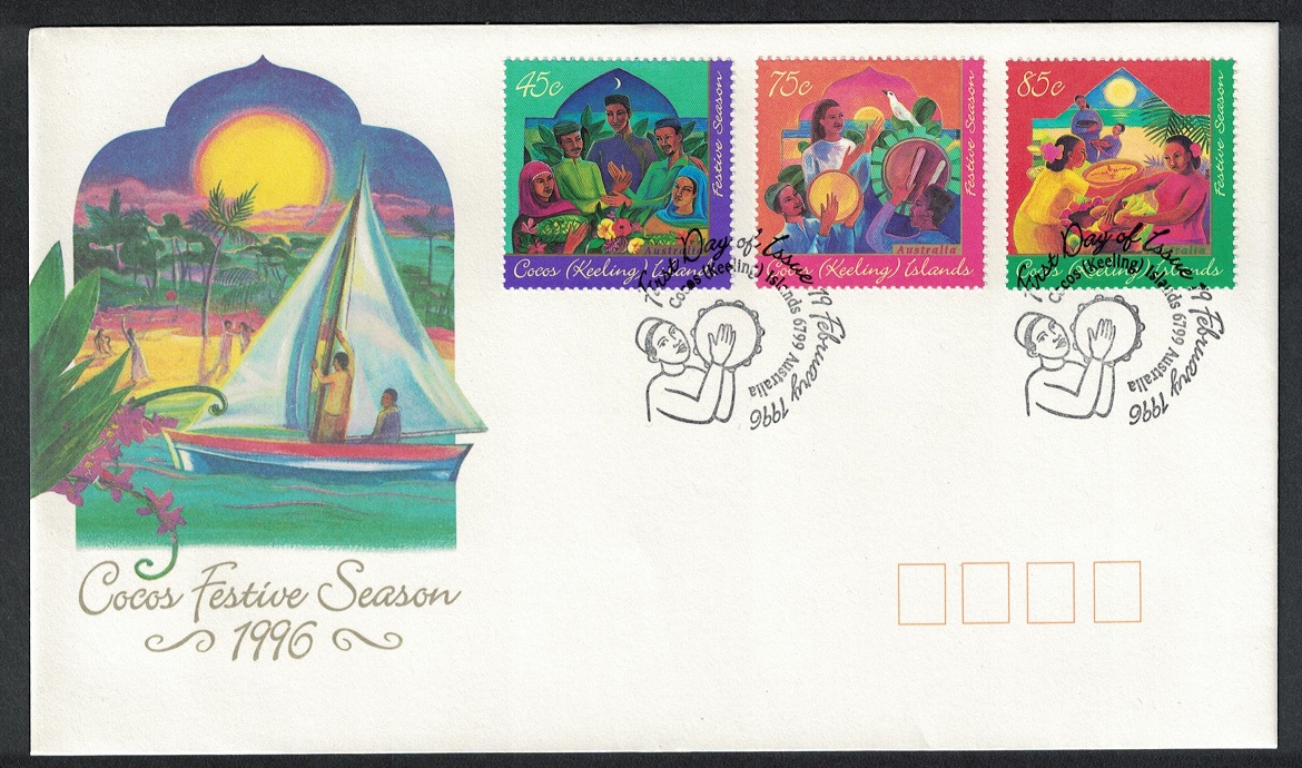 Cocos (Keeling) Islands Music Sailing Hari Raya Puasa Festival 3v FDC 1996 SG#344-346