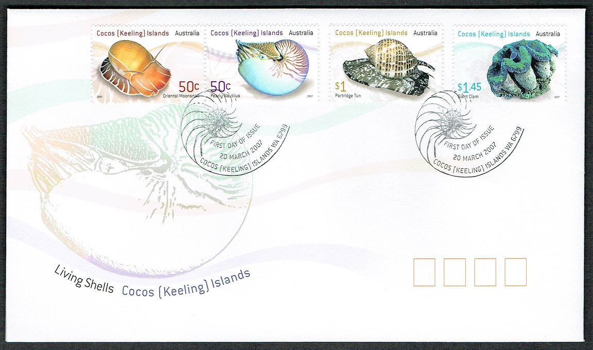 Cocos (Keeling) Islands Living Shells 4v FDC 2007 SG#430-433 Sc#345-347