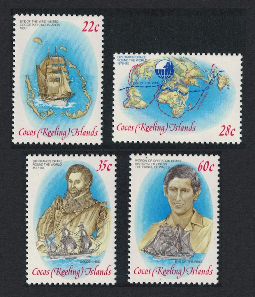 Cocos (Keeling) Islands Operation Drake Circumnavigation of the World 4v 1980 MNH SG#58-61 Sc#61-64