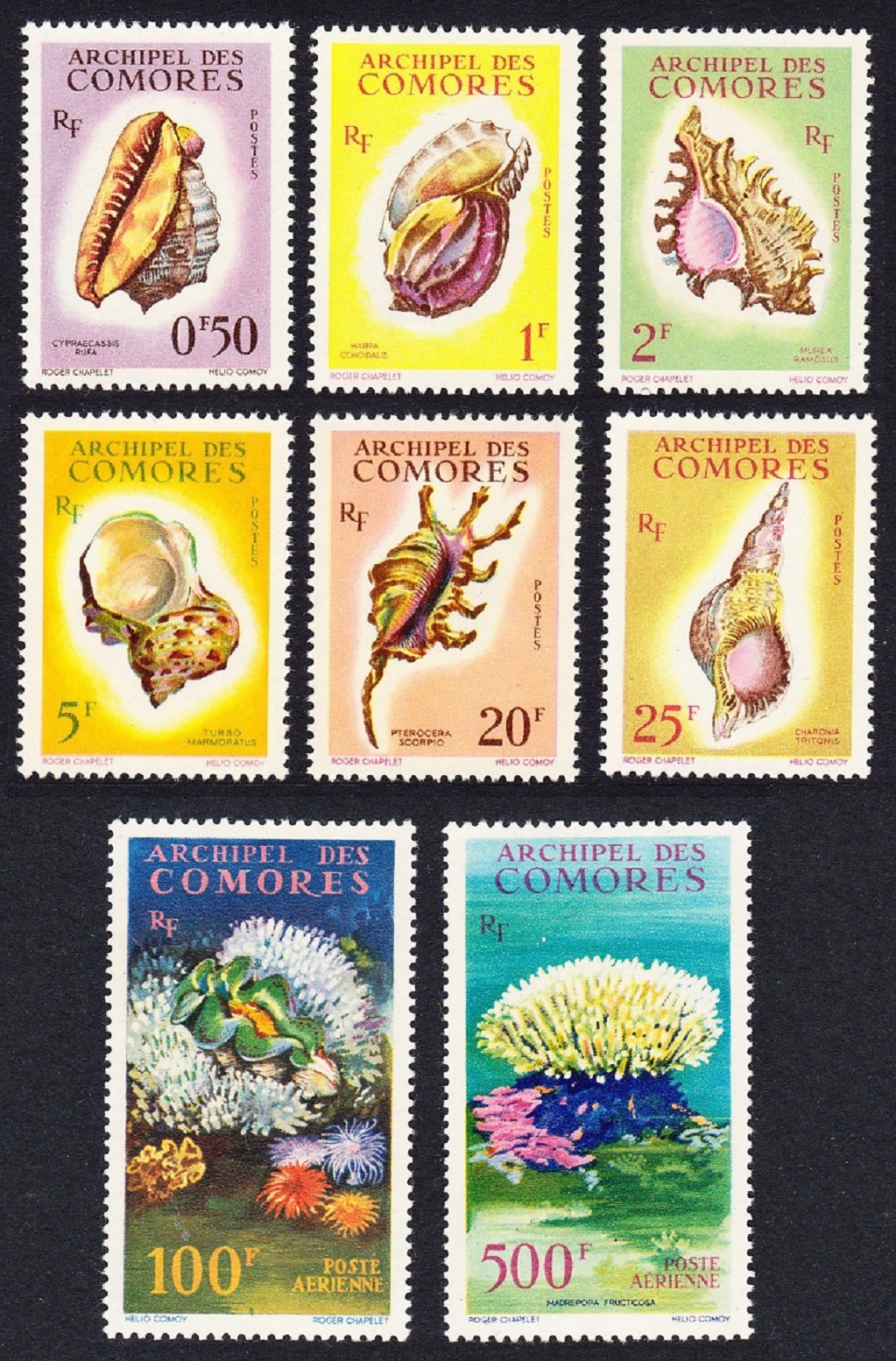 Comoro Islands Sea Shells Corals 8v COMPLETE 1962 MNH SG#23-30 MI#42=50 Sc#48-53+C5-C6