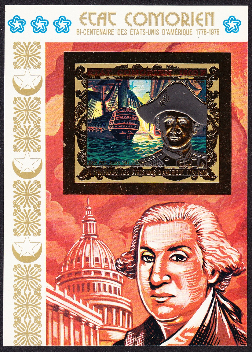 Comoro Islands Ships American Revolution MS Gold Foil Imperf 1976 MNH MI#Block 19B Sc#173