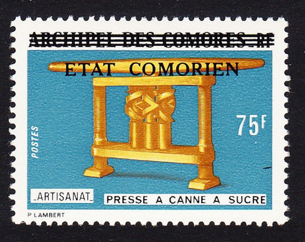 Comoro Islands Sugar Press Overprint &#39;Etat Comorien&#39; on 75 Fr 1975 MNH MI#200 Sc#149