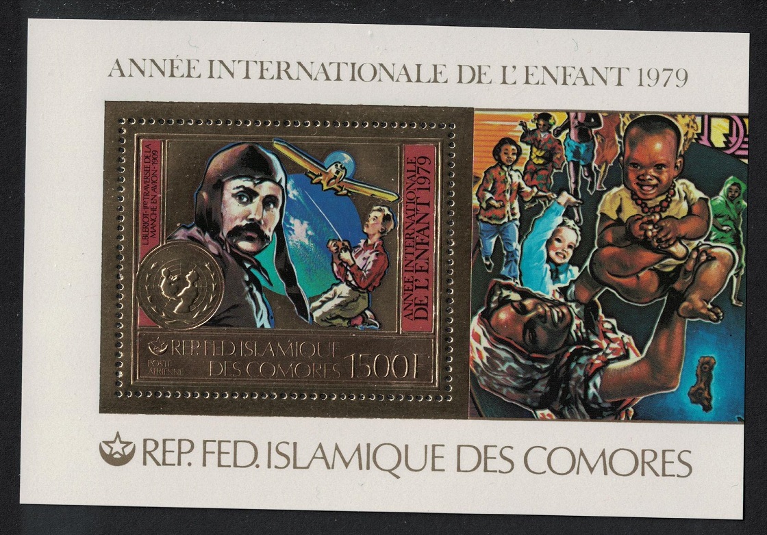 Comoro Islands L. Bleriot Airplane MS on GOLDEN FOIL 1979 MNH MI#Block 224A