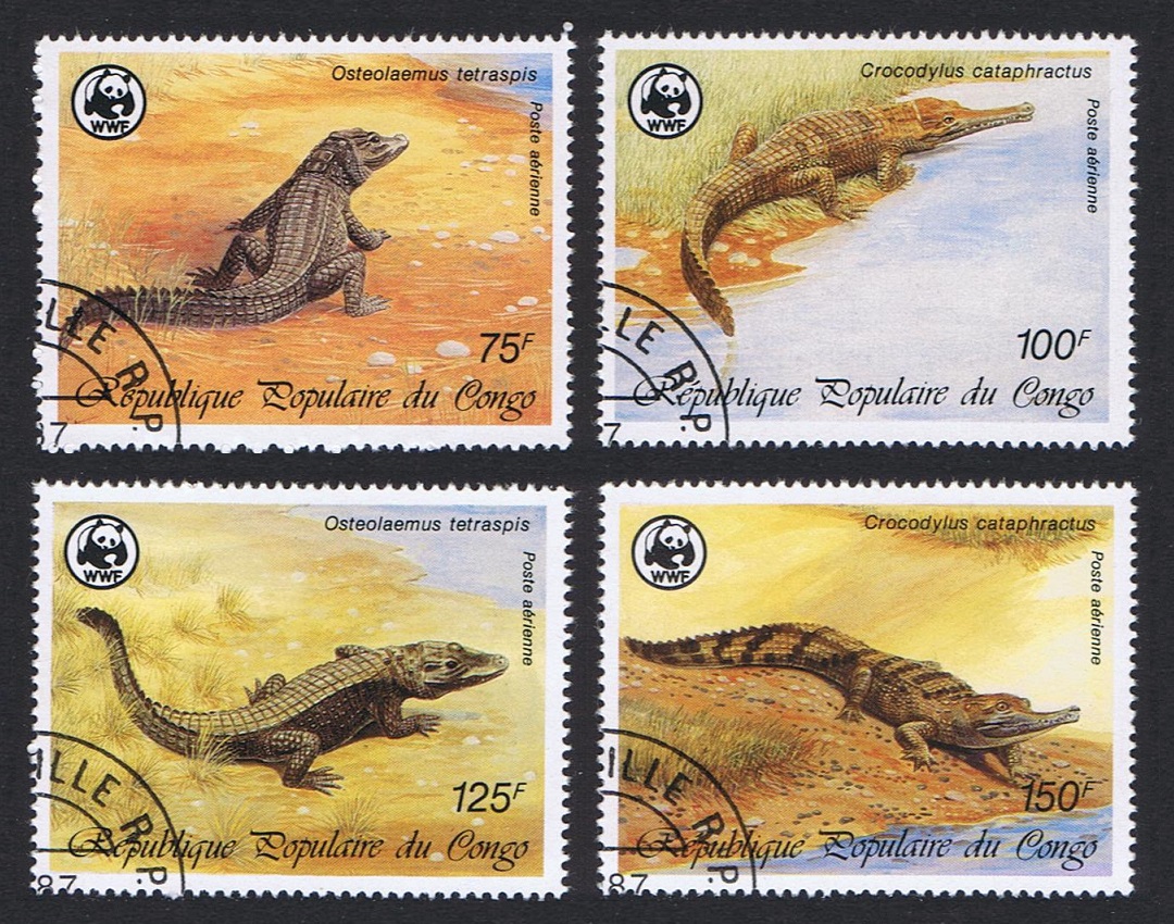 Congo WWF Crocodiles 4v 1987 CTO SG#1058-1061 MI#1063-1066 Sc#C367-C370