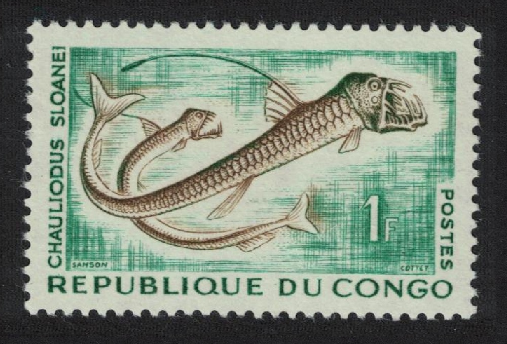 Congo Fish Sloan&#39;s Viperfish &#39;Hauliodus sloanei&#39; 1f 1961 MNH SG#14