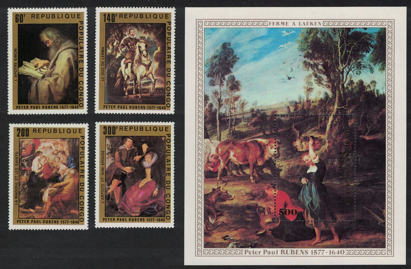 Congo Peter Paul Rubens Paintings 4v+MS 1978 MNH SG#596-MS600 MI#606-609+Block 14