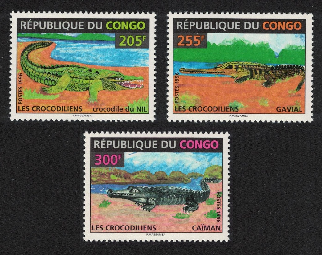 Congo Crocodiles Gavial Caiman 3v 1996 MNH MI#1493-1496