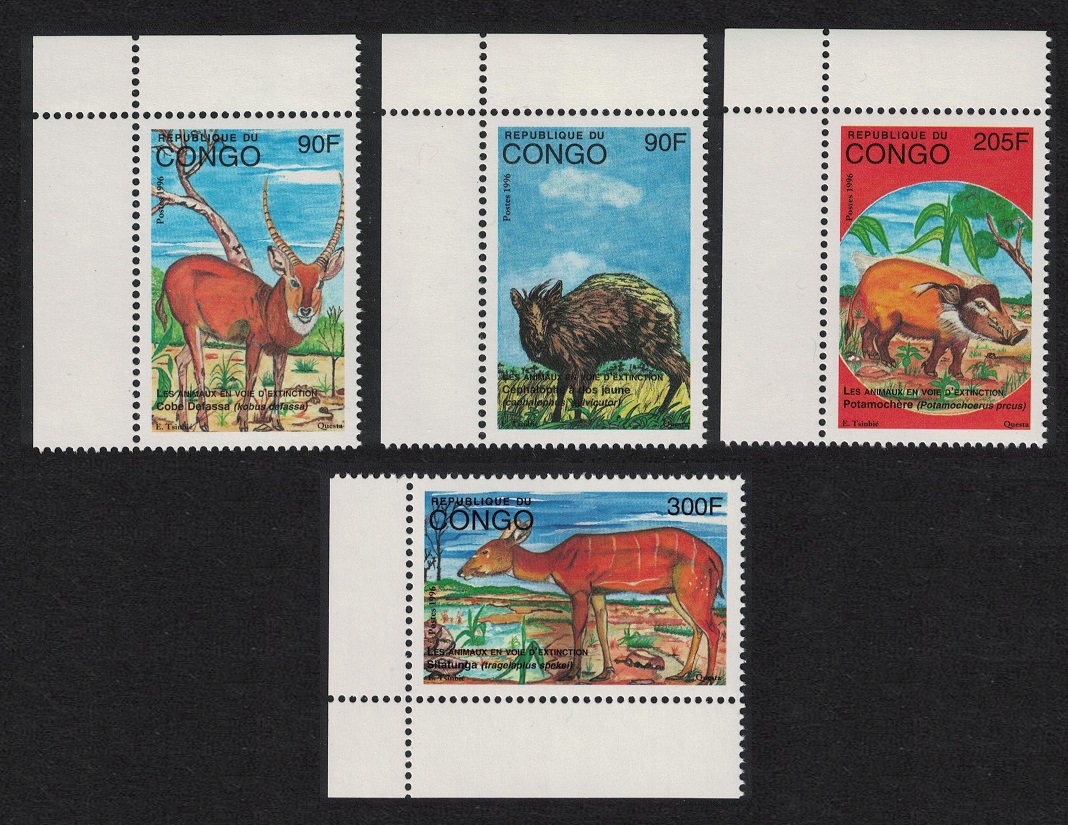 Congo Wild Animals 4v Corners 1997 MNH MI#1508-1511