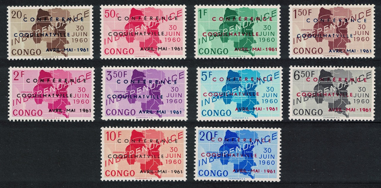 Congo Democratic Republic Optd&#39; CONFERENCE COQUILHATVILLE&#39; 10v 1961 MNH SG#407-416