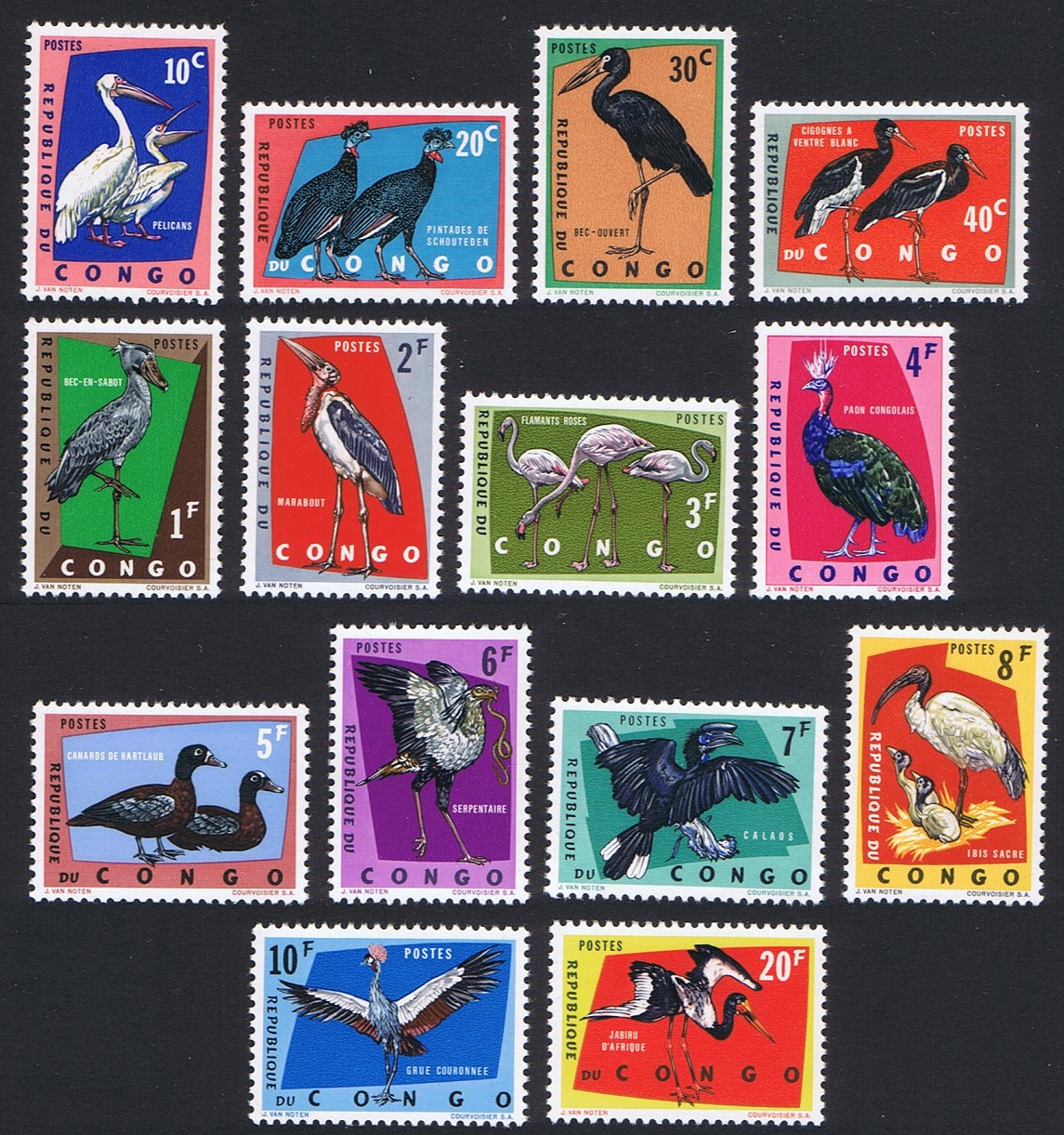 Congo Democratic Republic Protected Birds 14v 1963 MNH SG#468-481 MI#112-118+138-44 Sc#429-442