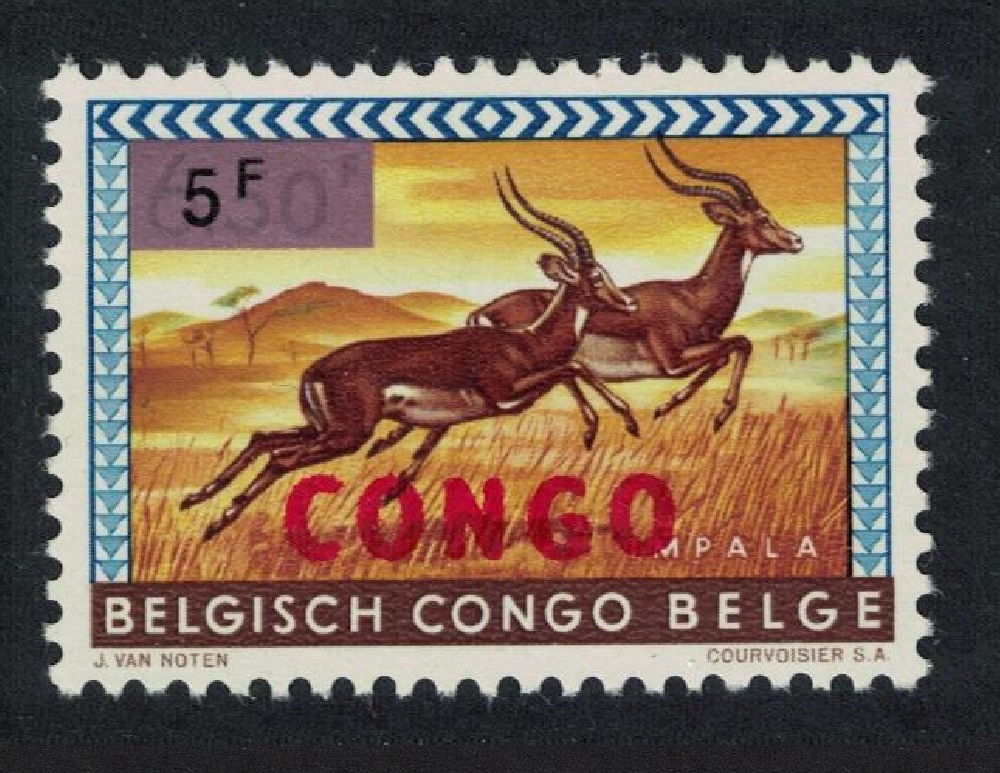 Congo Democratic Republic Impala Antelope Red Overprint 5f 1964 MNH SG#526 MI#186