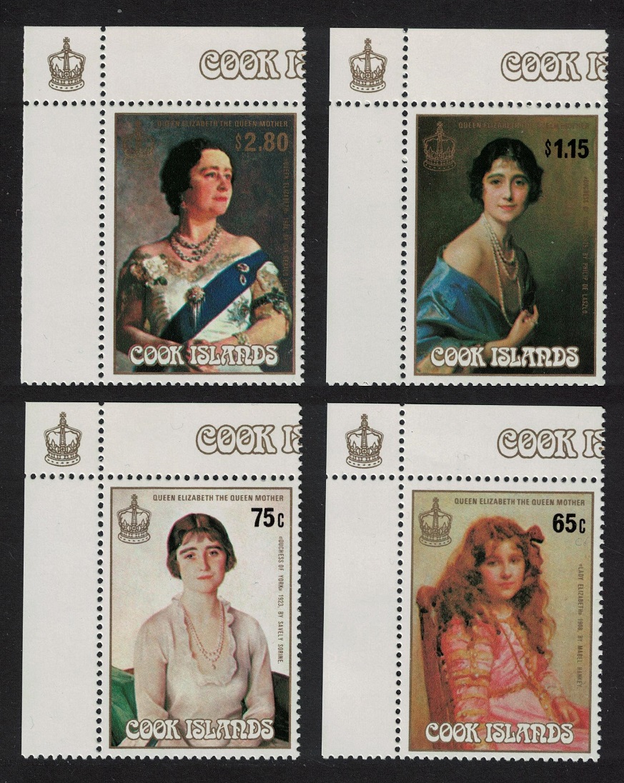 Cook Islands Life and Times of The Queen Mother Corners 1985 MNH SG#1035-1038