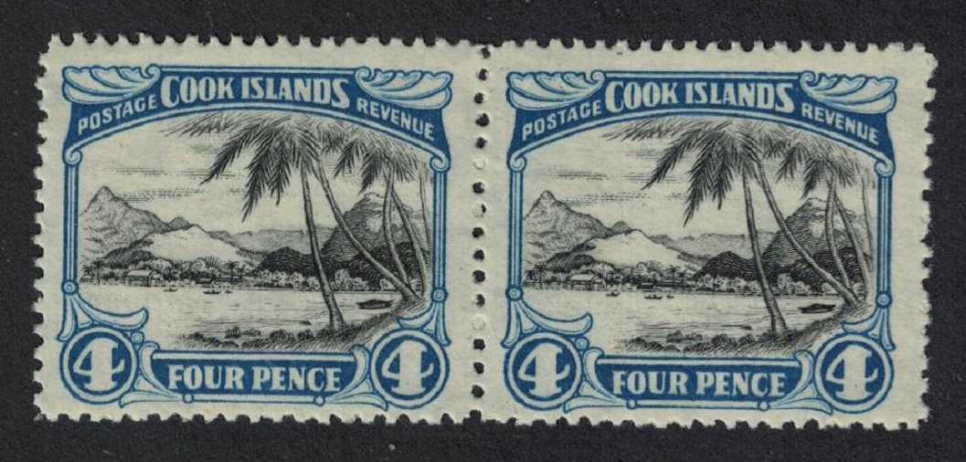 Cook Islands Port of Avarua 4d Pair PERF 14! 1932 MNH SG#103a MI#33C