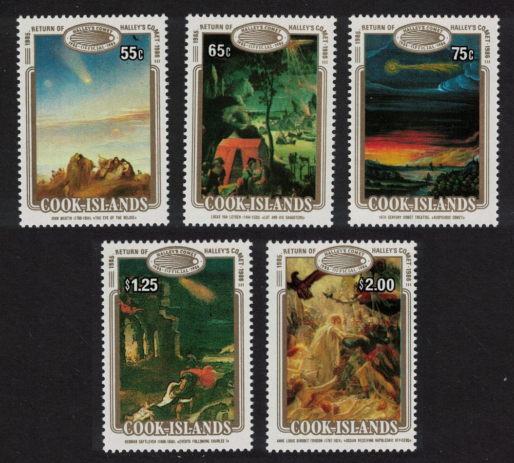 Cook Islands Appearance of Halley&#39;s Comet Paintings 1986 MNH SG#1058-1062