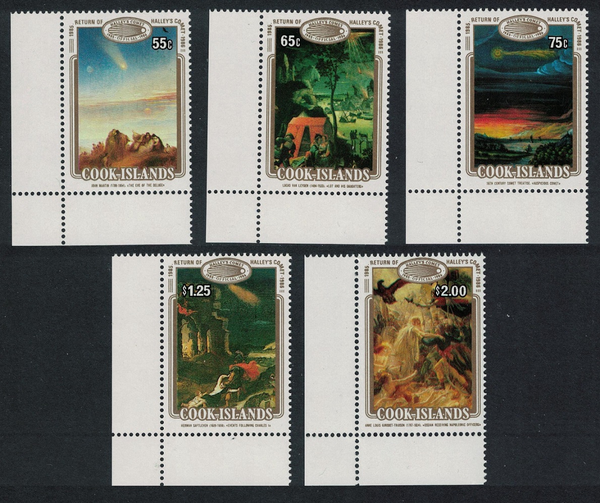 Cook Islands Appearance of Halley&#39;s Comet Paintings Corners 1986 MNH SG#1058-1062