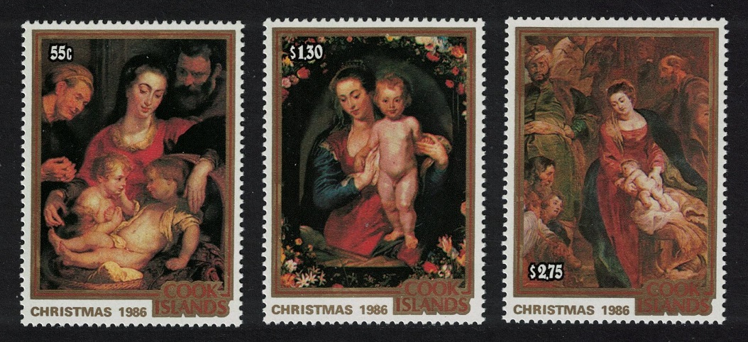 Cook Islands Paintings by Rubens Christmas 1986 MNH SG#1080-1082