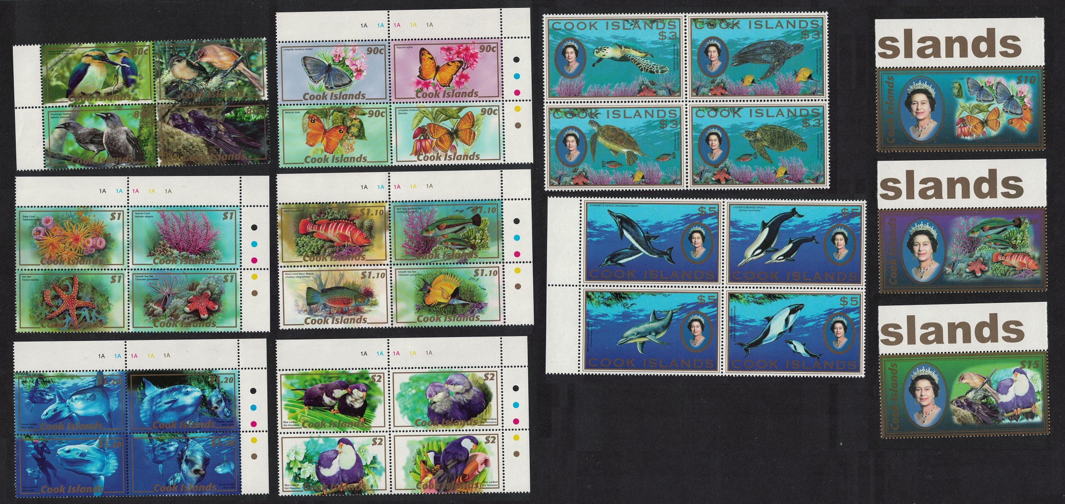 Cook Islands Birds Butterflies Fish Turtles Whales 2007 MNH SG#1502-1536