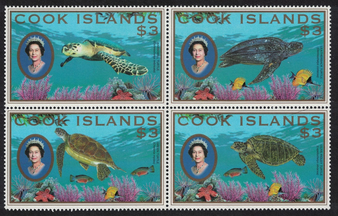 Cook Islands Save Turtles $3 Block of 4 2007 MNH SG#1526-1529