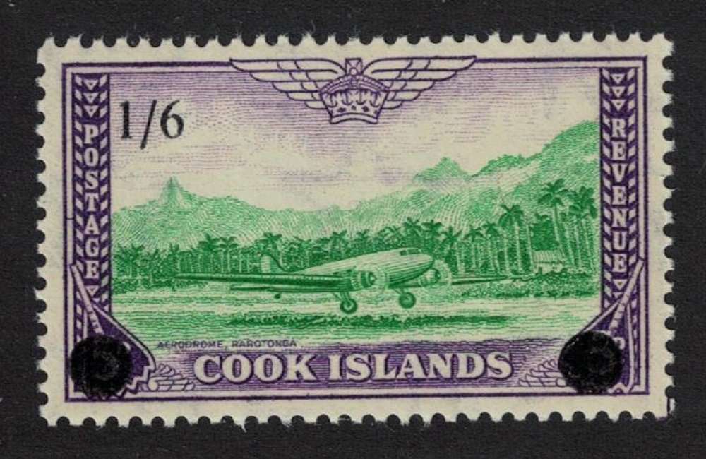 Cook Islands Airplane Rarotonga Airfield Ovpt &#39;1/6&#39; 1960 MNH SG#162 MI#92