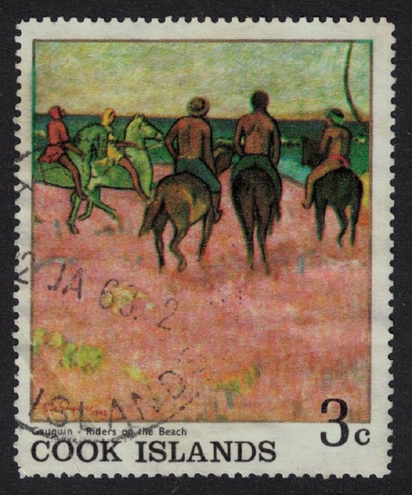 Cook Islands &#39;Riders on the Beach&#39; Painting by Gauguin 1967 Canc SG#250