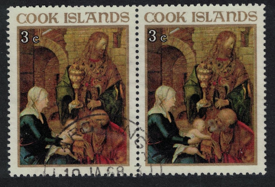 Cook Islands &#39;The Epiphany&#39; Painting by Durer Pair 1967 Canc SG#257