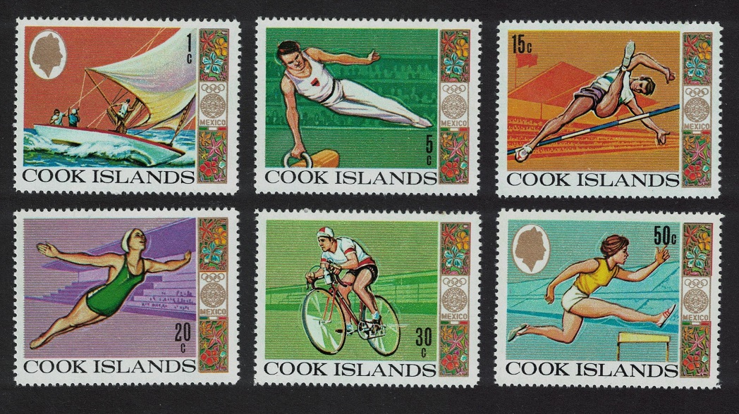 Cook Islands Cycling Gymnastics Olympic Games Mexico 6v 1968 MNH SG#277-282 Sc#237-242