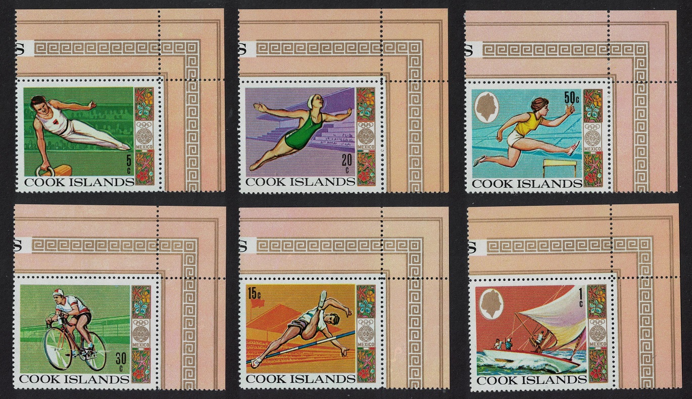 Cook Islands Cycling Gymnastics Olympic Games Mexico 6v Corners 1968 MNH SG#277-282 Sc#237-242