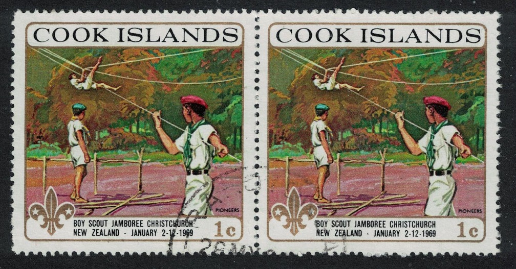 Cook Islands Descent by rope Scouts Pair 1968 Canc SG#290 Sc#249