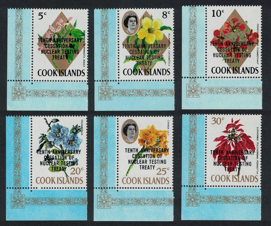 Cook Islands Treaty Banning Nuclear Testing 6v Corners 1973 MNH SG#431-436