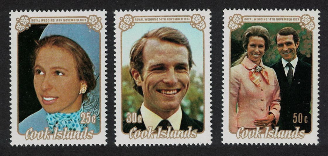 Cook Islands Princess Anne Royal Wedding 3v 1973 MNH SG#450-452